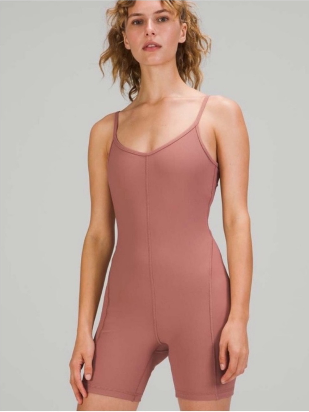 Lululemon Ribbed Contoured Yoga Unitard Onesie 6" Spiced Chai Sz 6